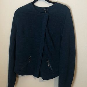 Asymmetrical knit moto jacket